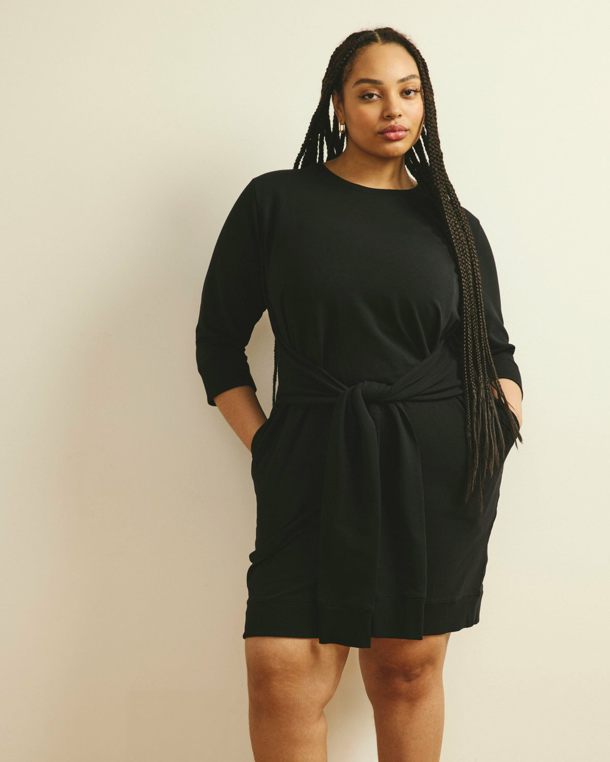 Misa Tie Sweatshirt Dress - Black | Universal Standard