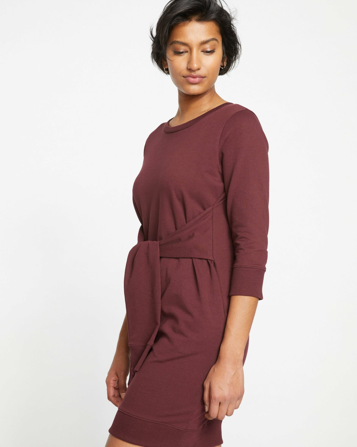 Misa Tie Sweatshirt Dress - Black Cherry | Universal Standard