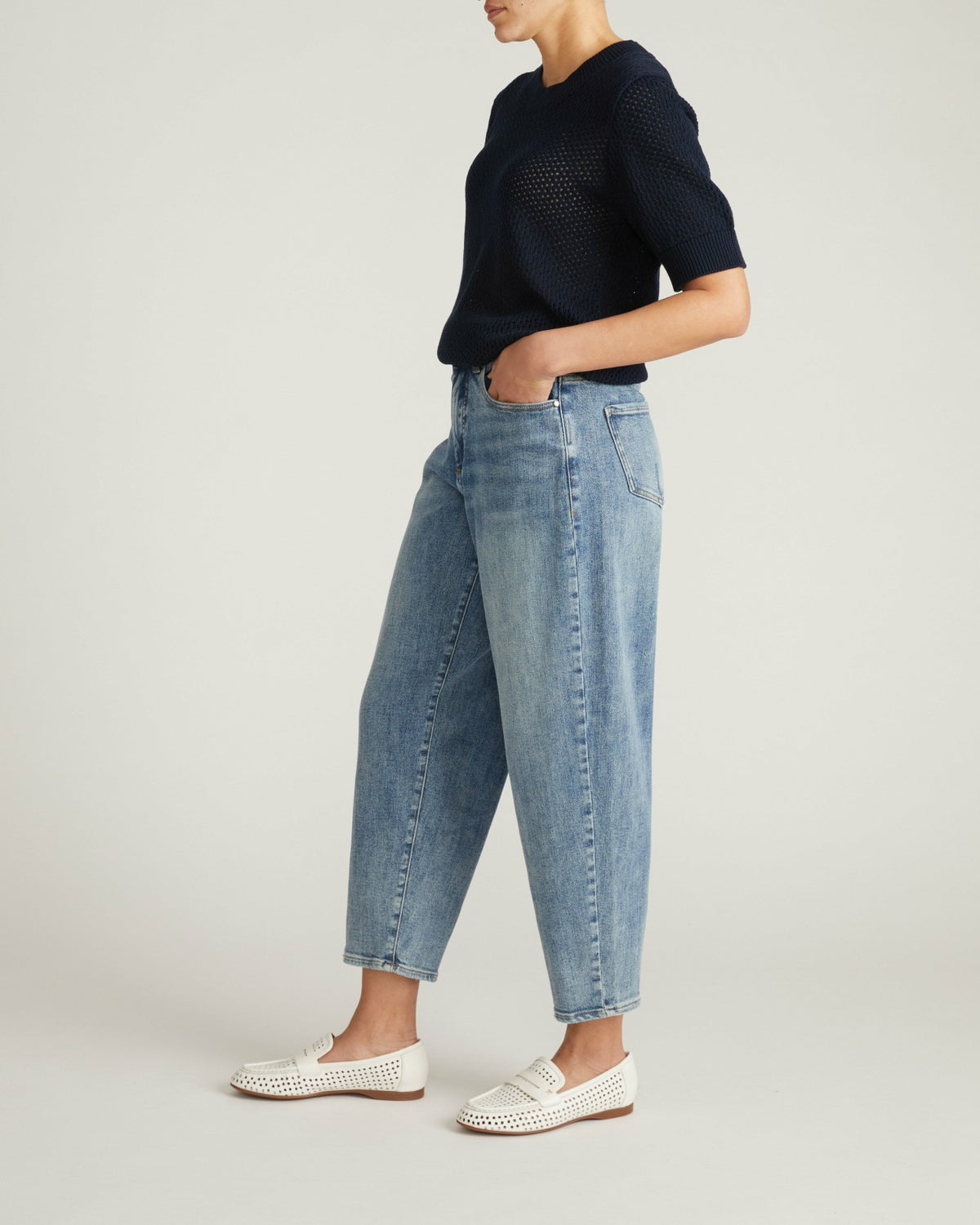 Rosie Pointelle Sweater Top - Navy | Universal Standard