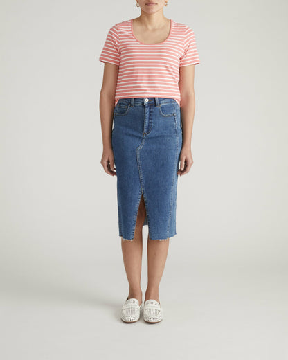 Scoop Neck Tee - Portrait Pink/White Stripe | Universal Standard