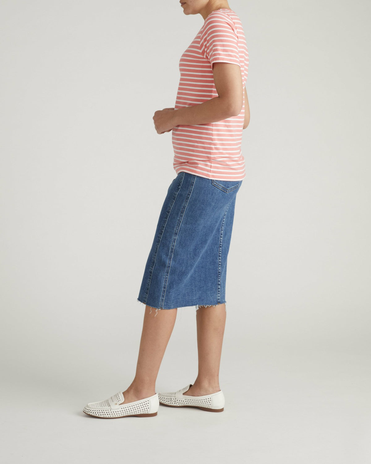 Scoop Neck Tee - Portrait Pink/White Stripe | Universal Standard