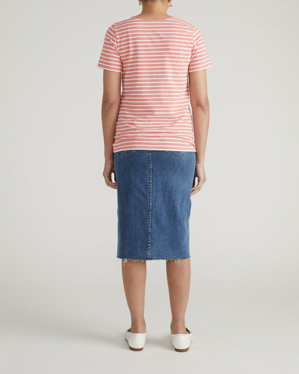 Scoop Neck Tee - Portrait Pink/White Stripe | Universal Standard