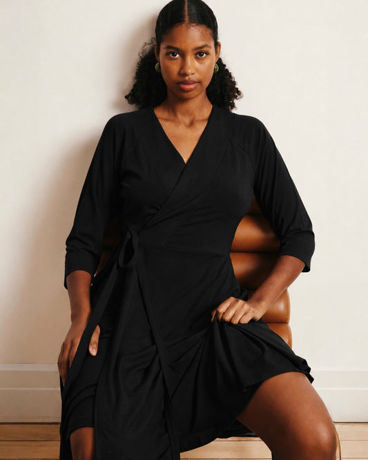 The Divine Jersey Wrap Dress - Black | Universal Standard