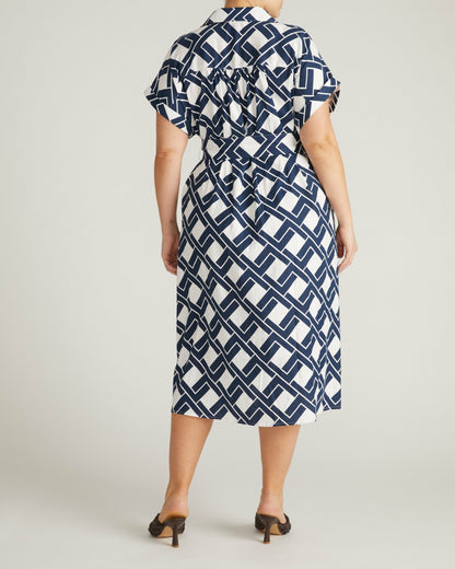 Sandy Stretch Linen Blend Shirtdress - Geometrica Print | Universal Standard