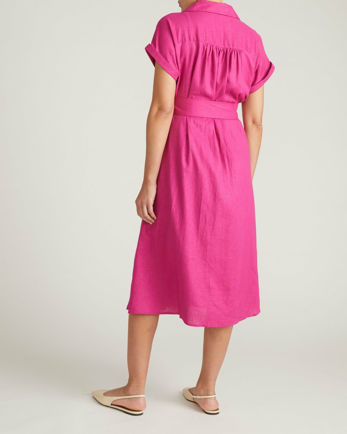 Sandy Stretch Linen Blend Shirtdress - Hyper Pink | Universal Standard