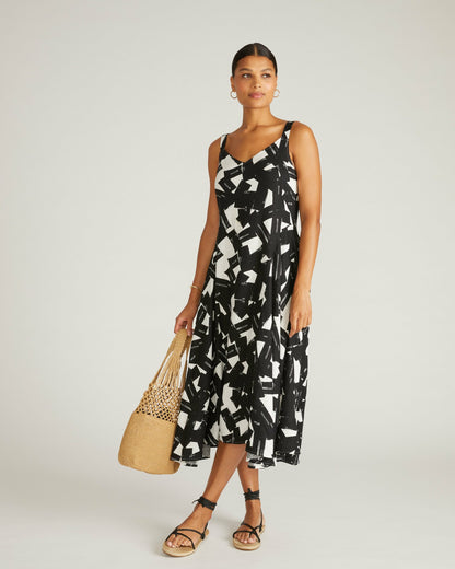 Sunshower Flowy Linen Blend Dress - Santiago Print | Universal Standard
