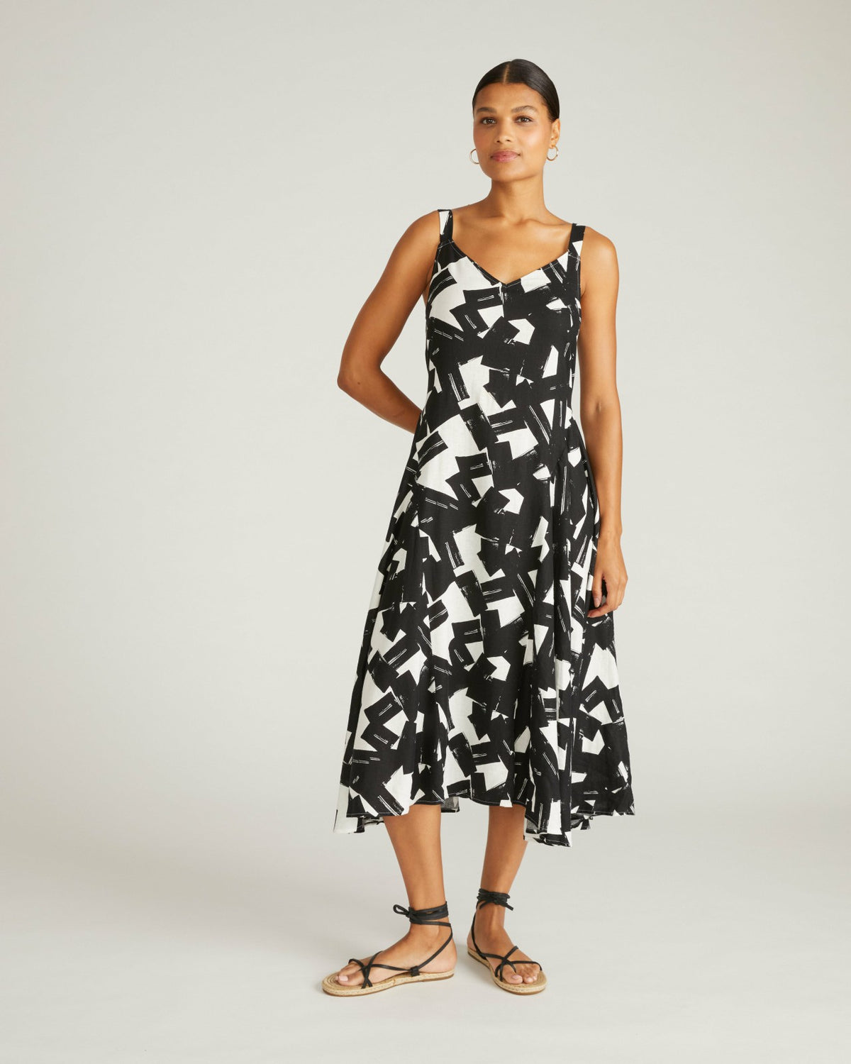 Sunshower Flowy Linen Blend Dress - Santiago Print | Universal Standard