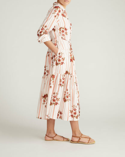 Alix Linen Blend Shirtdress - Wild Flower Bouquet Print on Stripes | Universal Standard