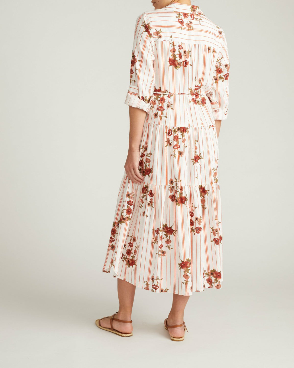 Alix Linen Blend Shirtdress - Wild Flower Bouquet Print on Stripes | Universal Standard