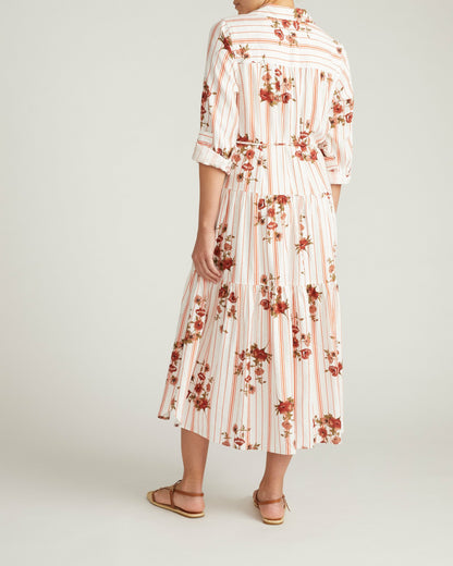 Alix Linen Blend Shirtdress - Wild Flower Bouquet Print on Stripes | Universal Standard