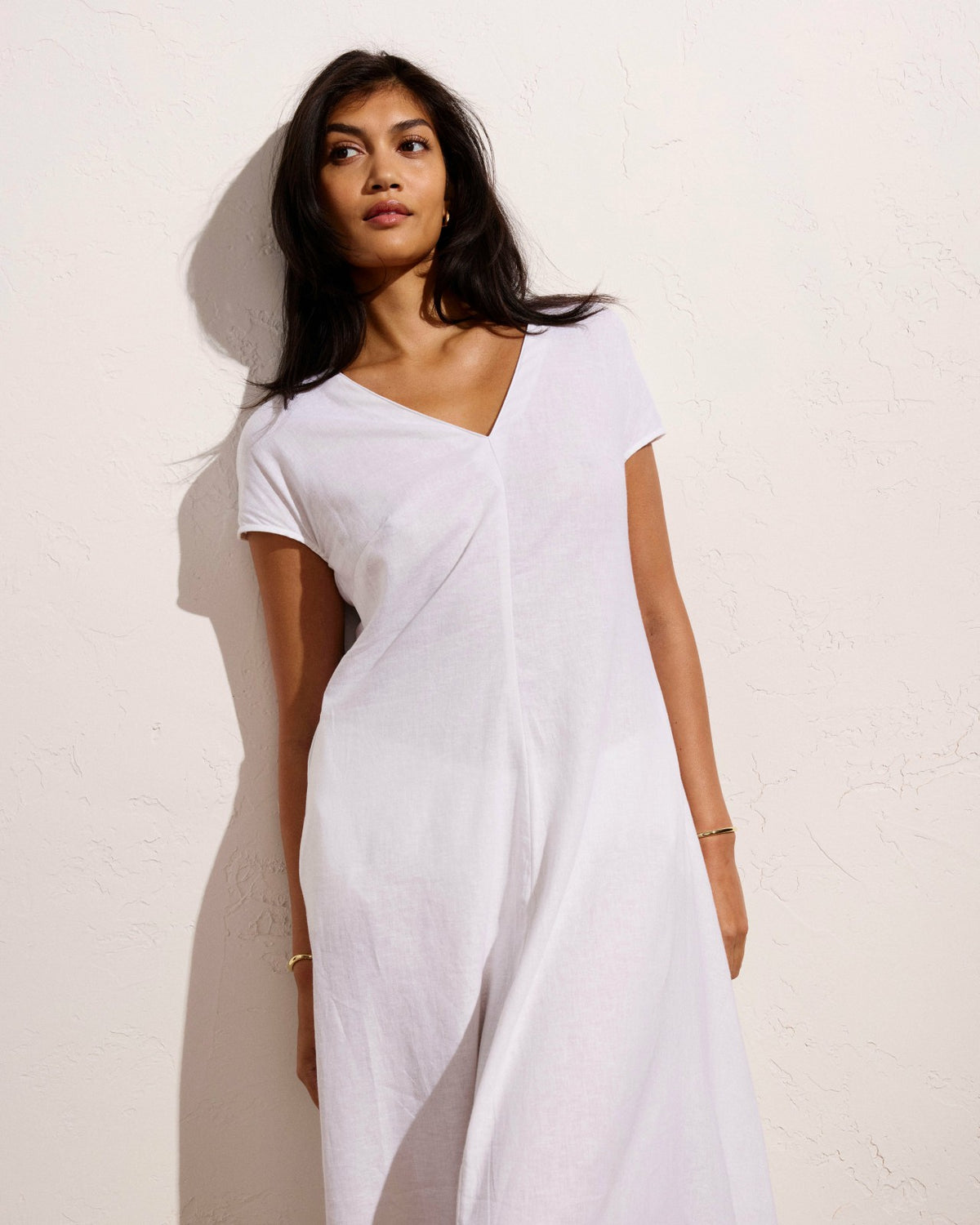 Louvre Bow Back Linen Blend Dress - Bright White | Universal Standard