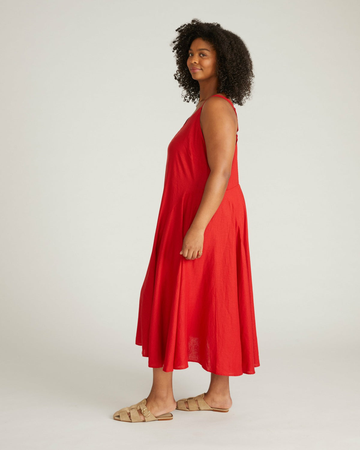 Sunshower Flowy Linen Blend Dress - Ruby Red | Universal Standard