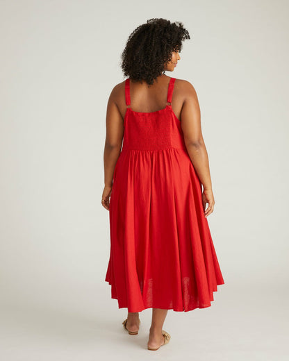 Sunshower Flowy Linen Blend Dress - Ruby Red | Universal Standard