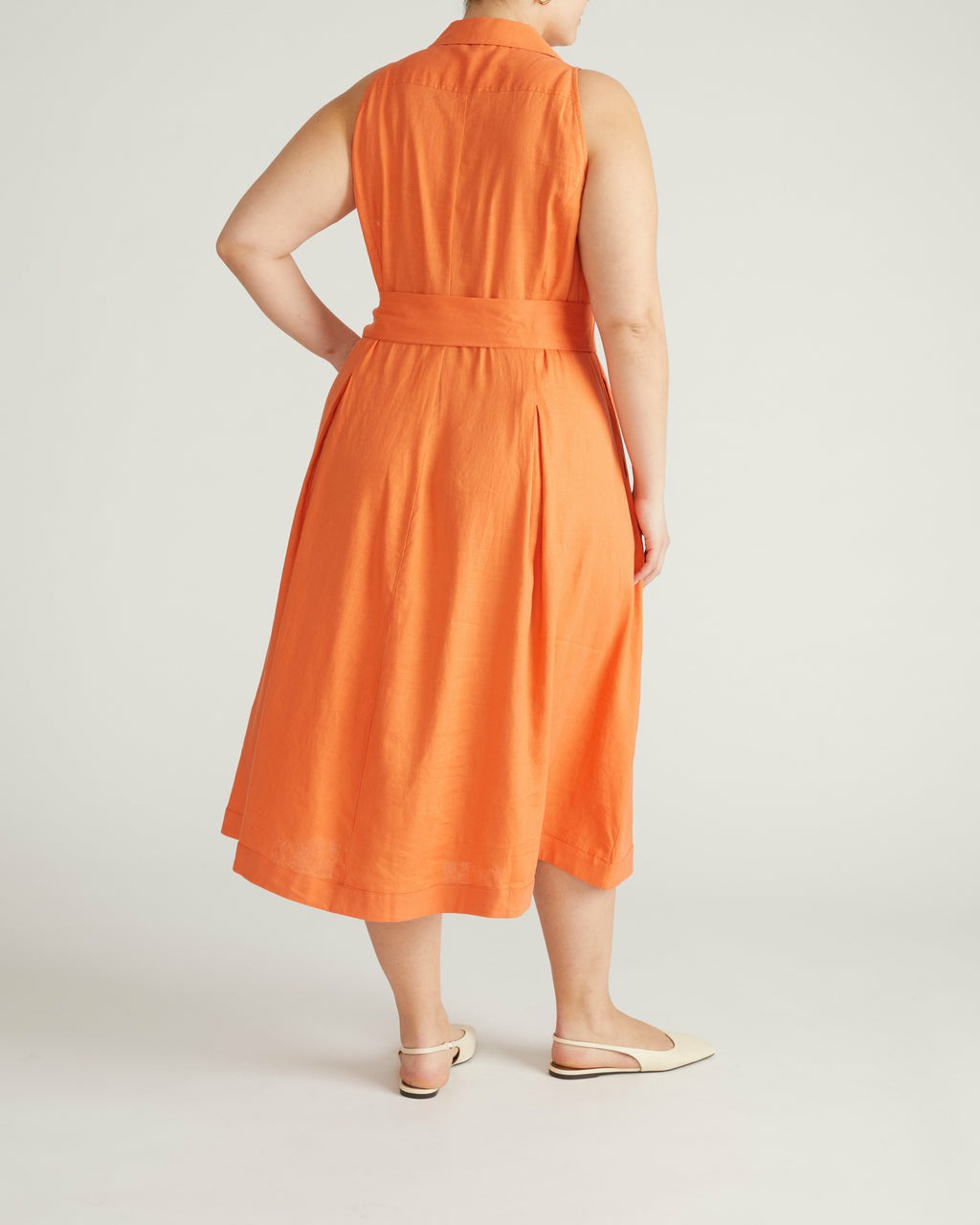 Adelaide Linen Blend Shirtdress - Italian Orange | Universal Standard