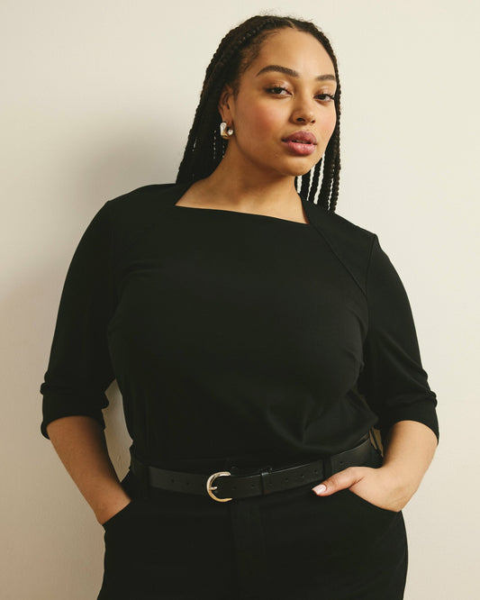 Envelope Neck Viscose Jersey Top - Black | Universal Standard