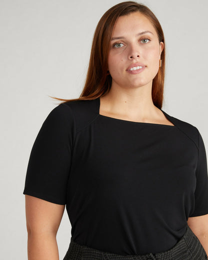 Envelope Neck Viscose Jersey Top - Black | Universal Standard