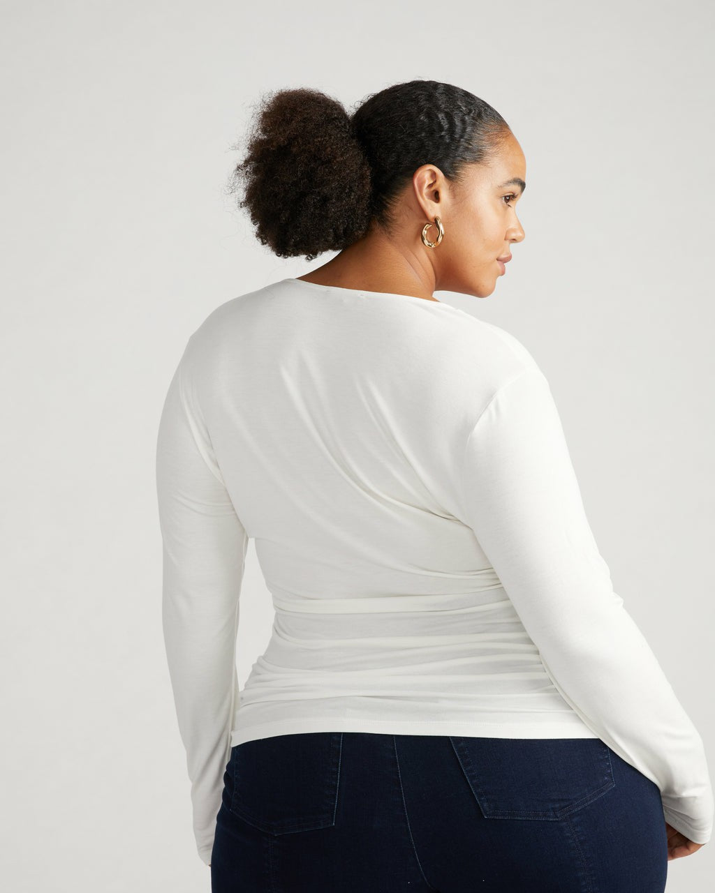 Liquid Jersey Two-Way Long Sleeve Cross Top - White | Universal Standard