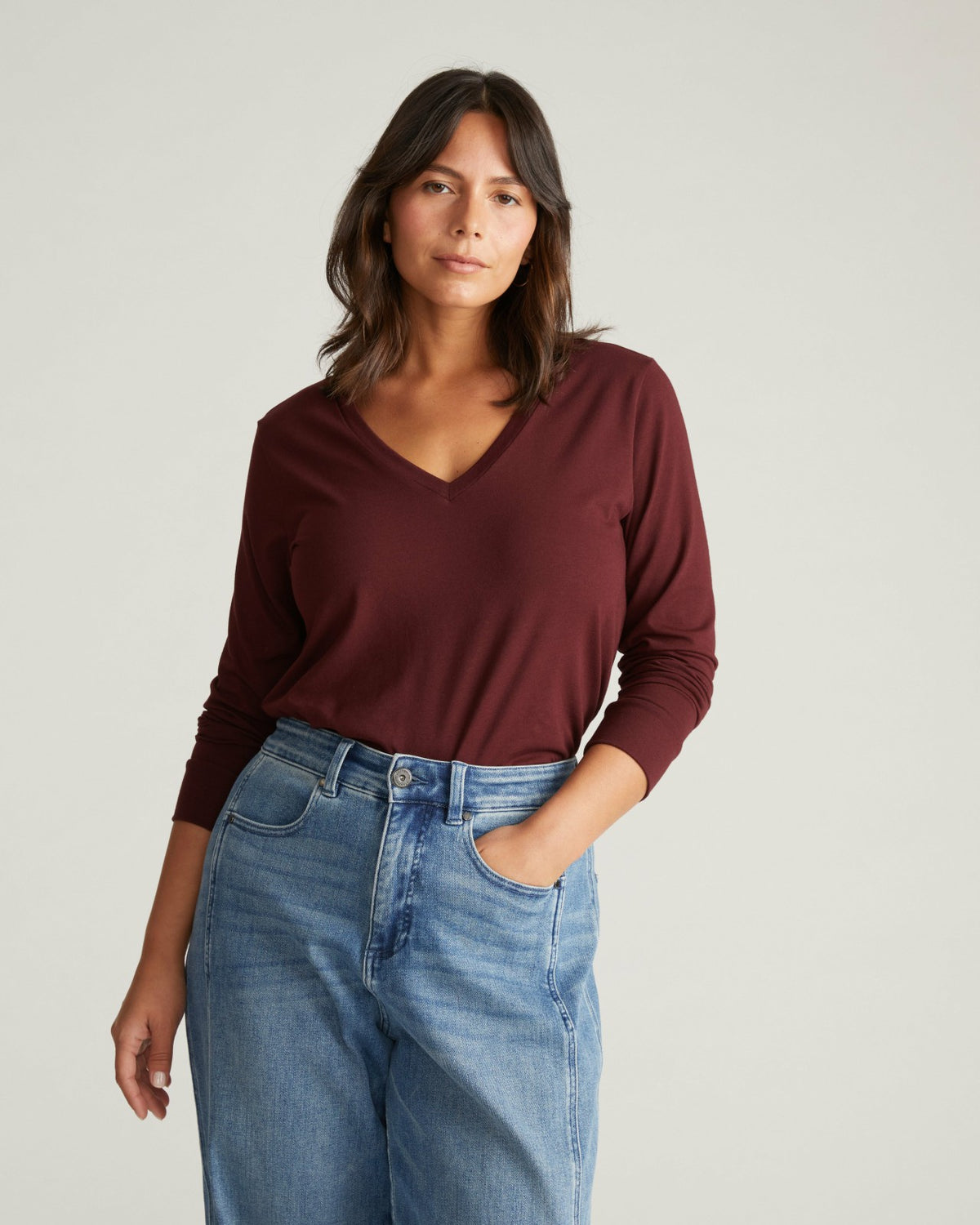 Long Sleeve V Rex - Black Cherry | Universal Standard