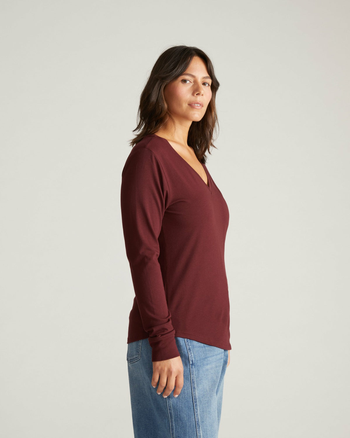 Long Sleeve V Rex - Black Cherry | Universal Standard