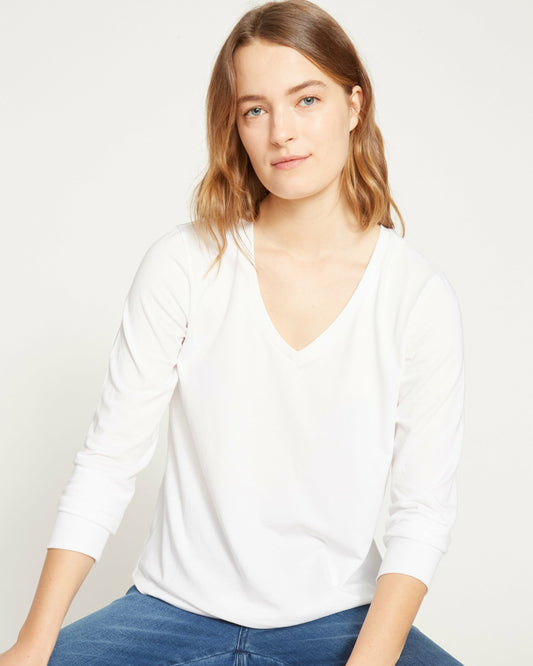 Long Sleeve V Rex - White | Universal Standard