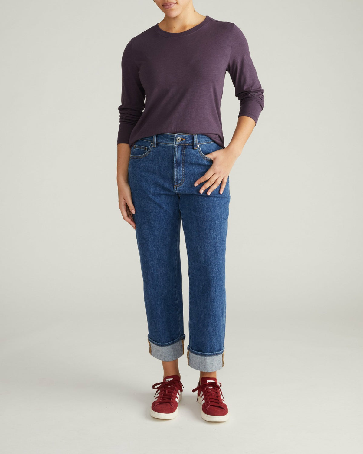 Light-As-Air Long Sleeve Crew Neck Tee - Purple Jewel | Universal Standard