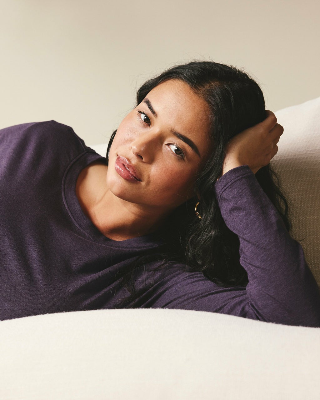 Light-As-Air Long Sleeve Crew Neck Tee - Purple Jewel | Universal Standard