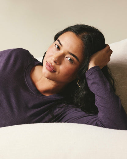 Light-As-Air Long Sleeve Crew Neck Tee - Purple Jewel | Universal Standard