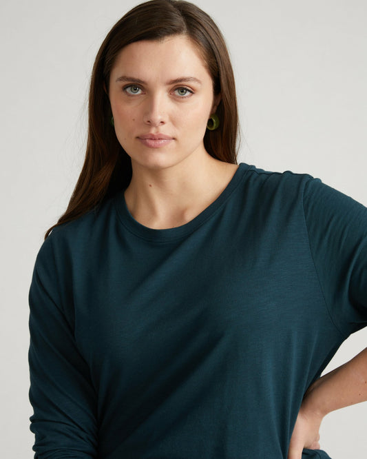 Light-As-Air Long Sleeve Crew Neck Tee - Deep Sea | Universal Standard