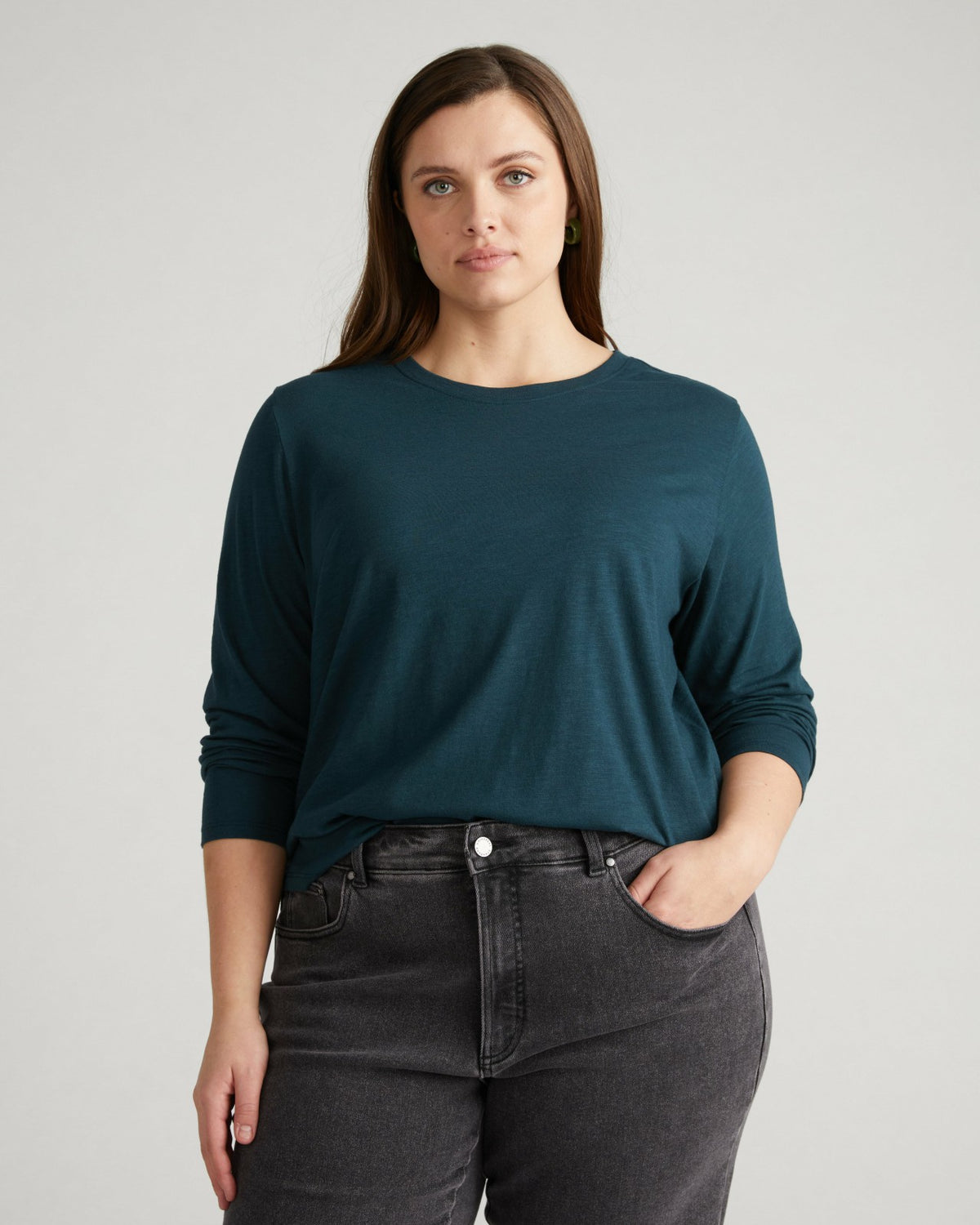 Light-As-Air Long Sleeve Crew Neck Tee - Deep Sea | Universal Standard
