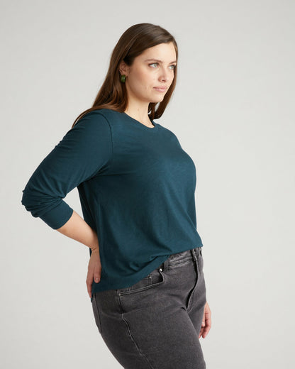 Light-As-Air Long Sleeve Crew Neck Tee - Deep Sea | Universal Standard