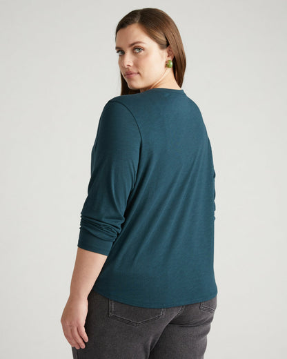 Light-As-Air Long Sleeve Crew Neck Tee - Deep Sea | Universal Standard
