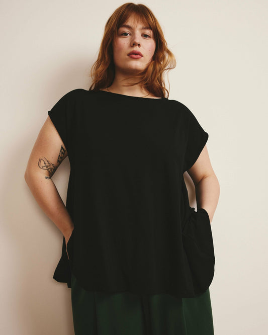 Heatwave Divine Jersey Flared Top - Black | Universal Standard