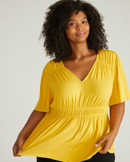 Flora Liquid Jersey Top - Golden Hour | Universal Standard
