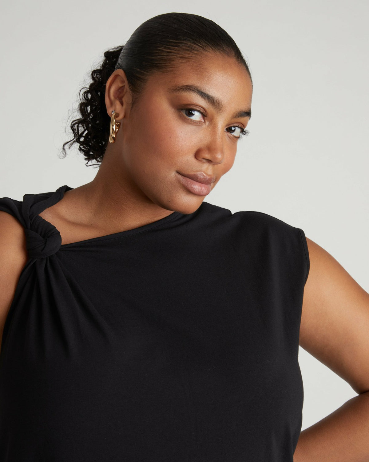 Shoulder Knot Dress - Black | Universal Standard