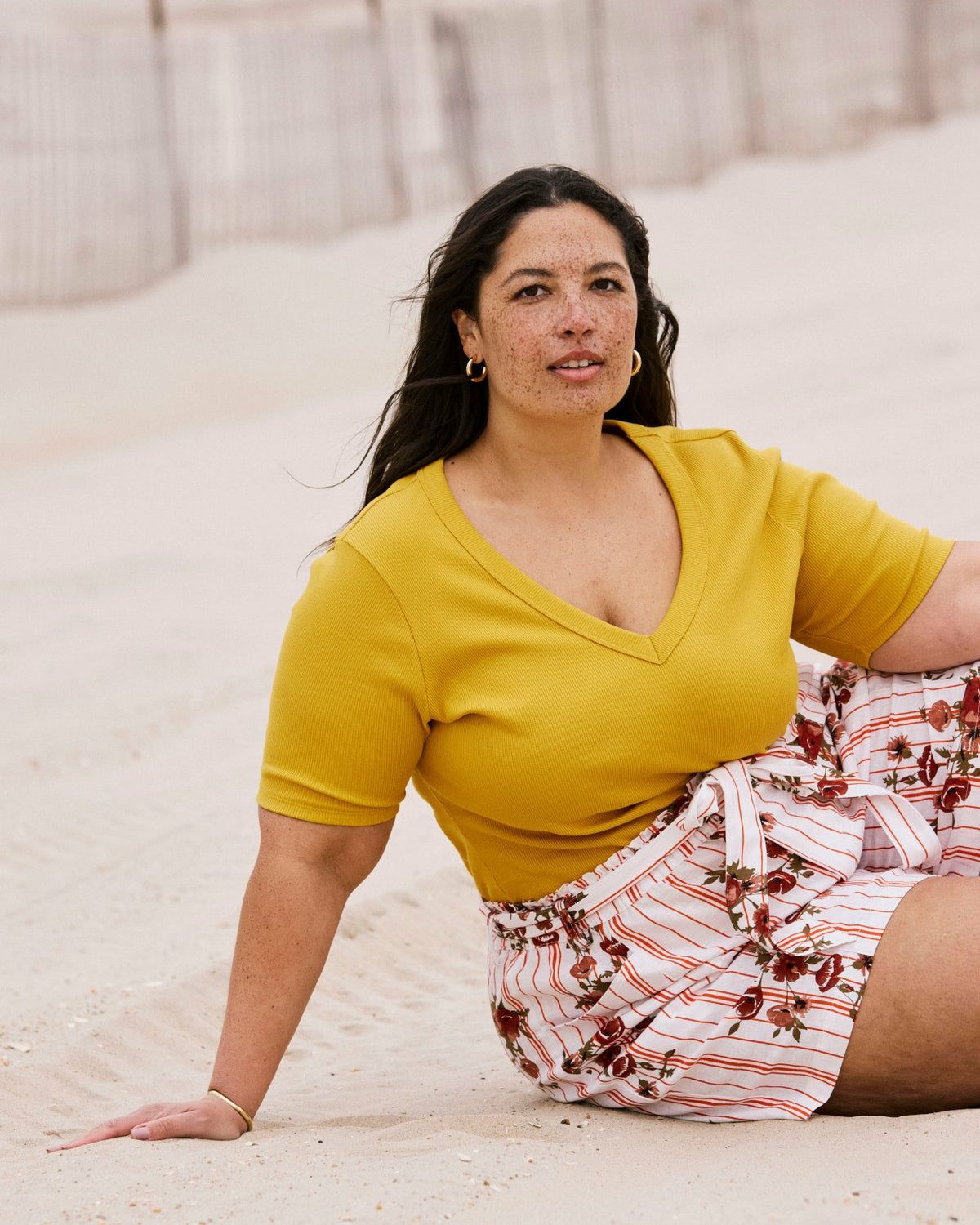 Classic V-Neck Ribbed Tee - Goldenrod | Universal Standard