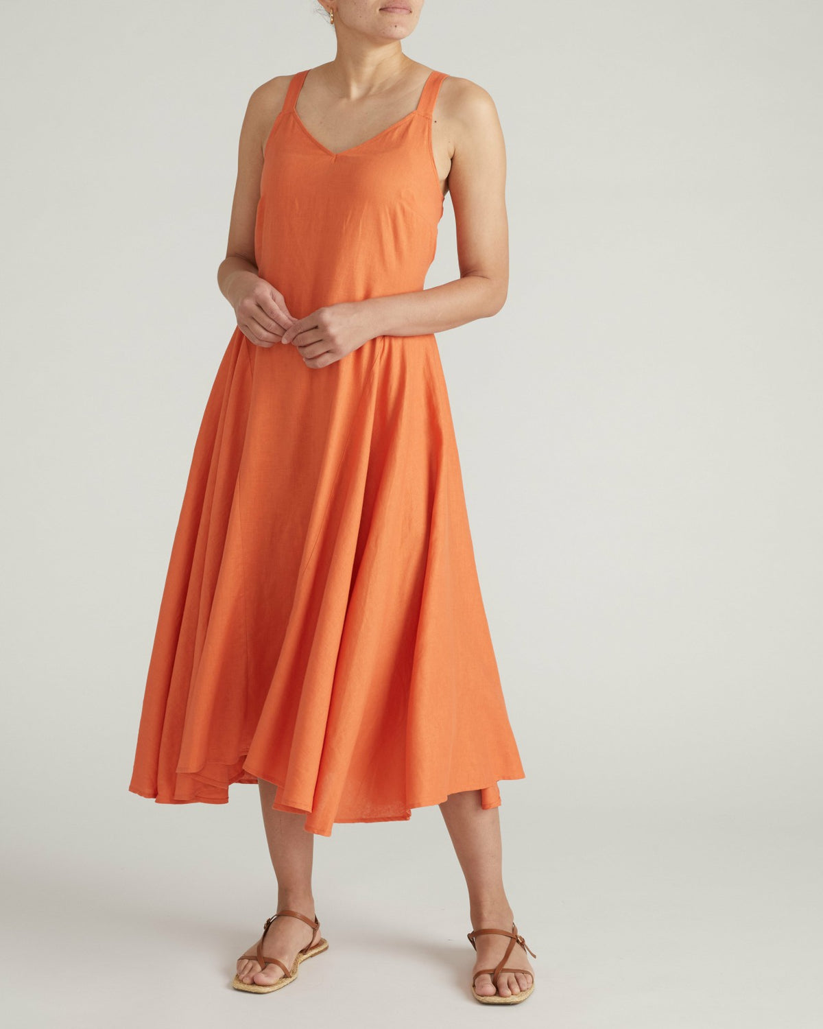 Sunshower Flowy Linen Blend Dress - Italian Orange | Universal Standard