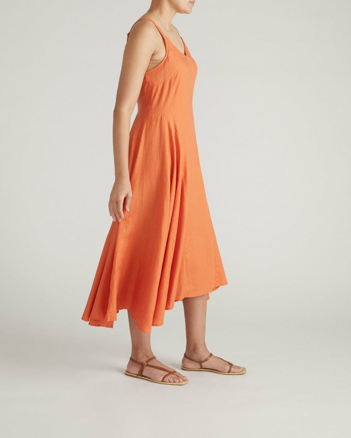 Sunshower Flowy Linen Blend Dress - Italian Orange | Universal Standard