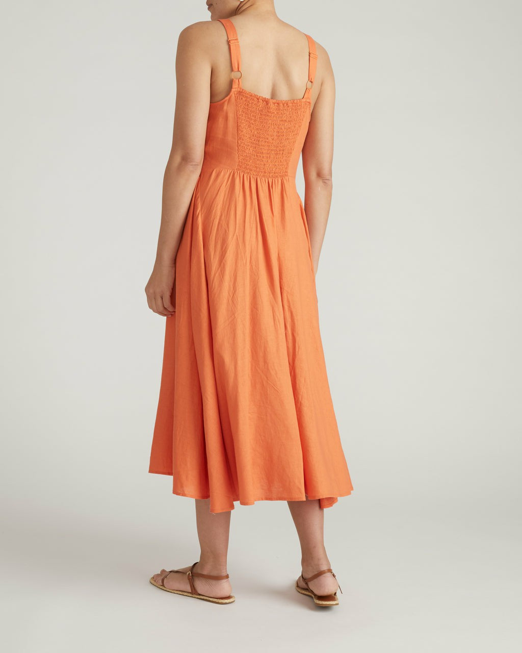 Sunshower Flowy Linen Blend Dress - Italian Orange | Universal Standard
