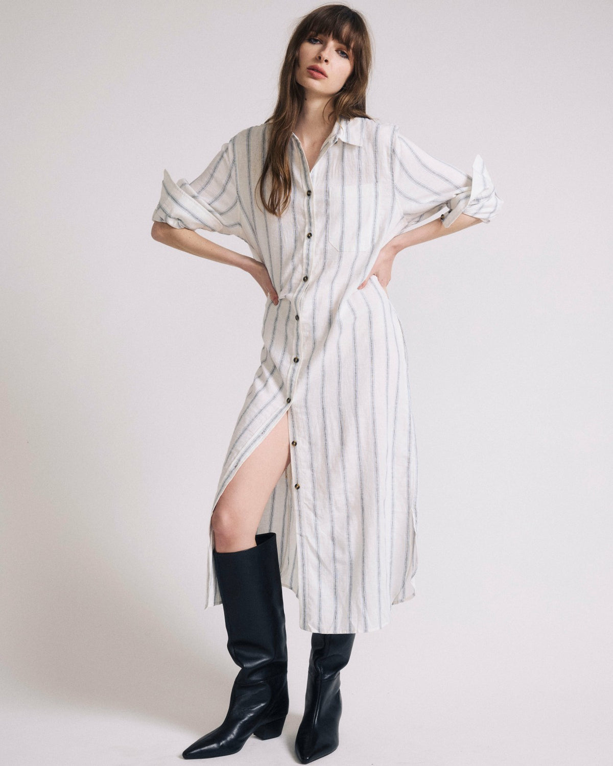 Odeon Linen Blend Shirtdress - Mayfair Stripe | Universal Standard
