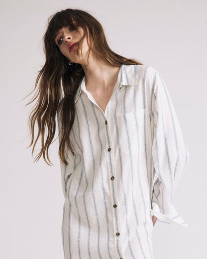 Odeon Linen Blend Shirtdress - Mayfair Stripe | Universal Standard
