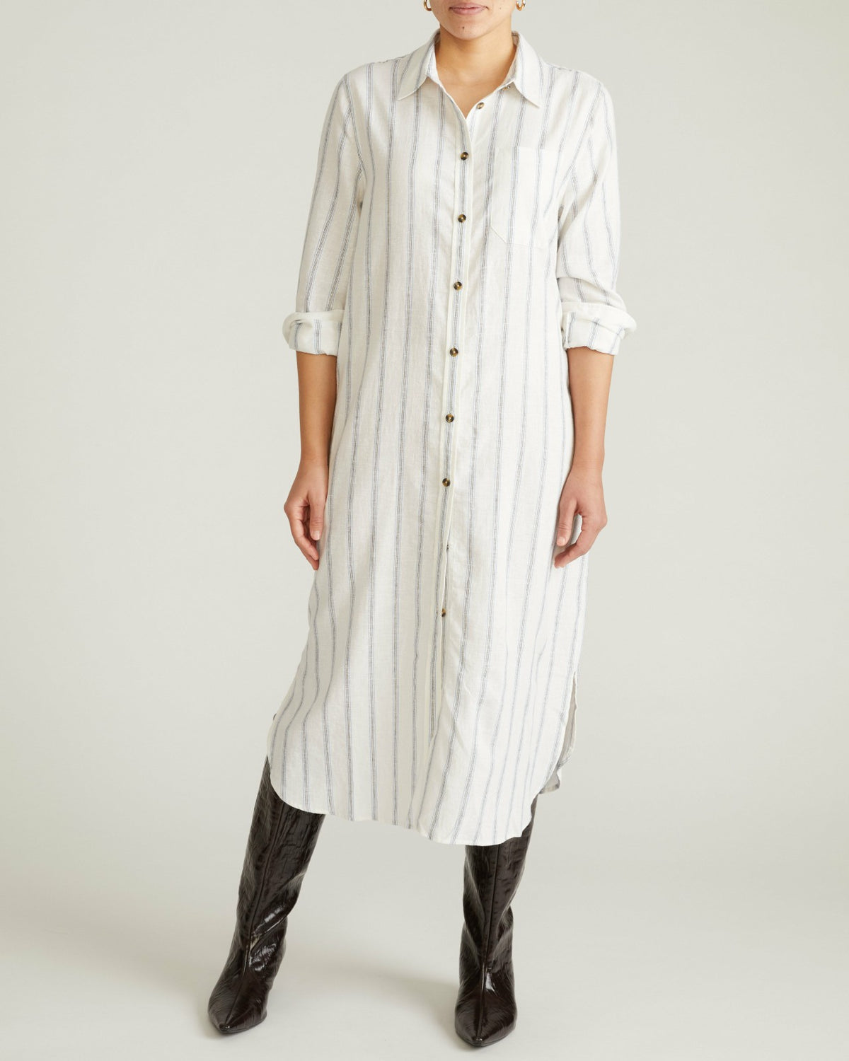 Odeon Linen Blend Shirtdress - Mayfair Stripe | Universal Standard