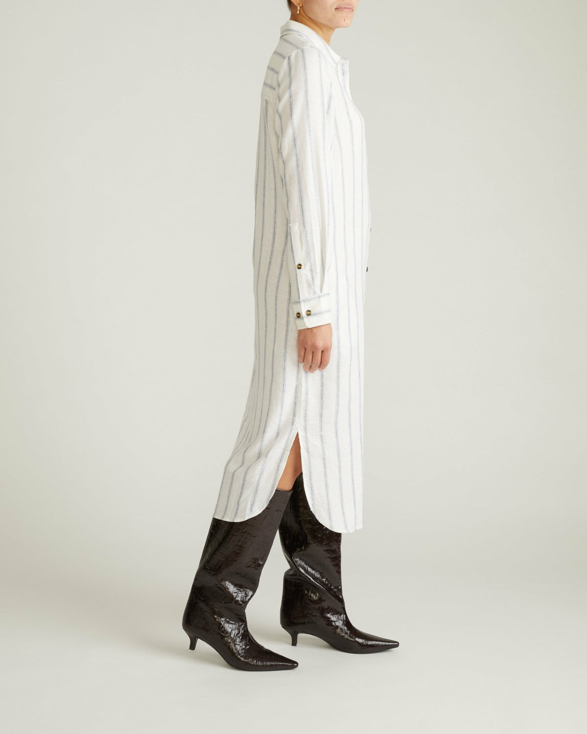 Odeon Linen Blend Shirtdress - Mayfair Stripe | Universal Standard