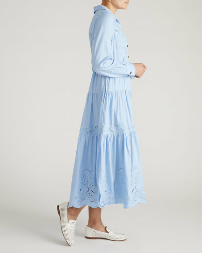 Alix Embroidered Linen Blend Shirtdress - Cielo Blue | Universal Standard