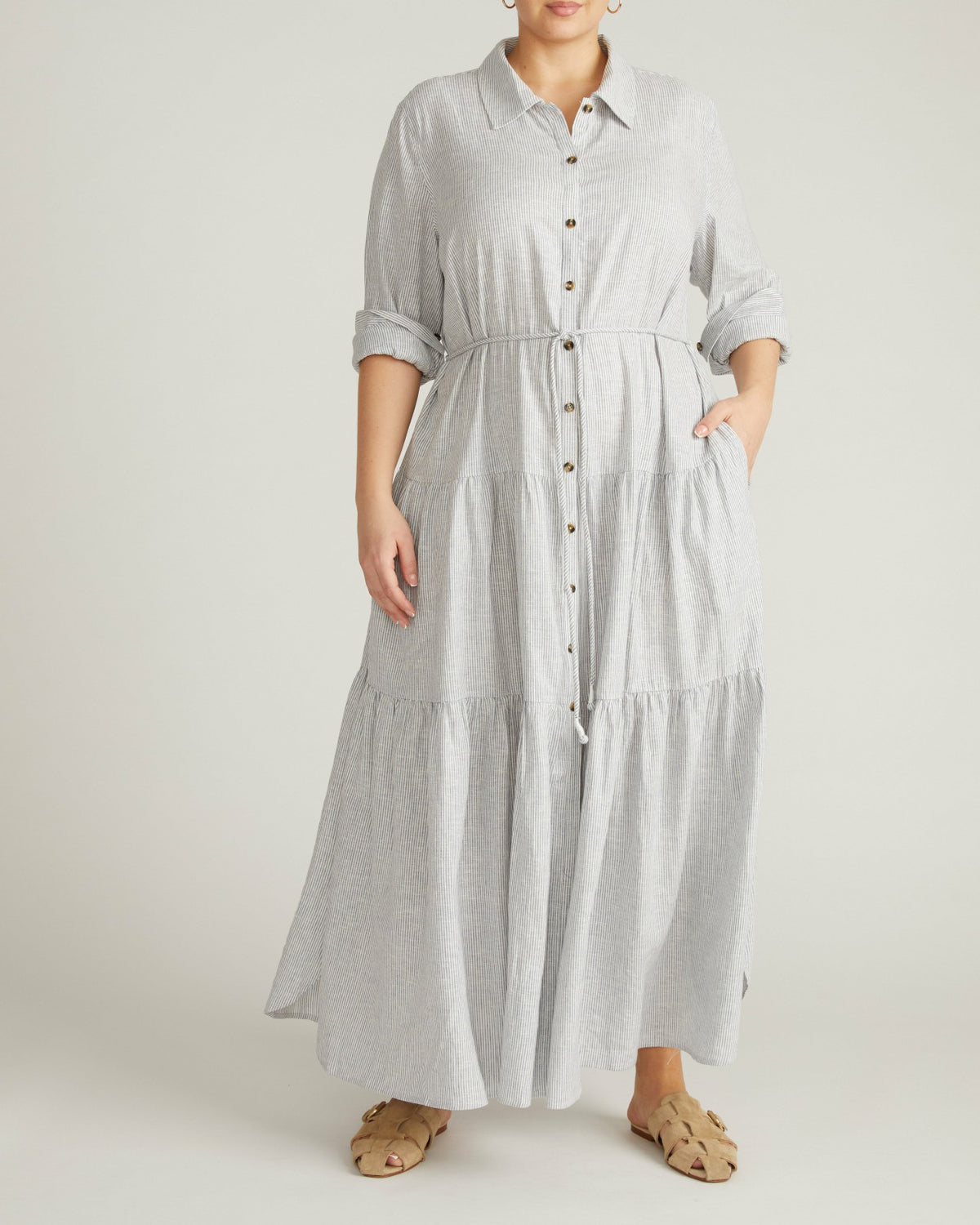 Alix Linen Blend Shirtdress - Beach Stripe | Universal Standard