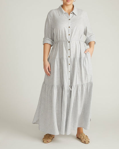 Alix Linen Blend Shirtdress - Beach Stripe | Universal Standard