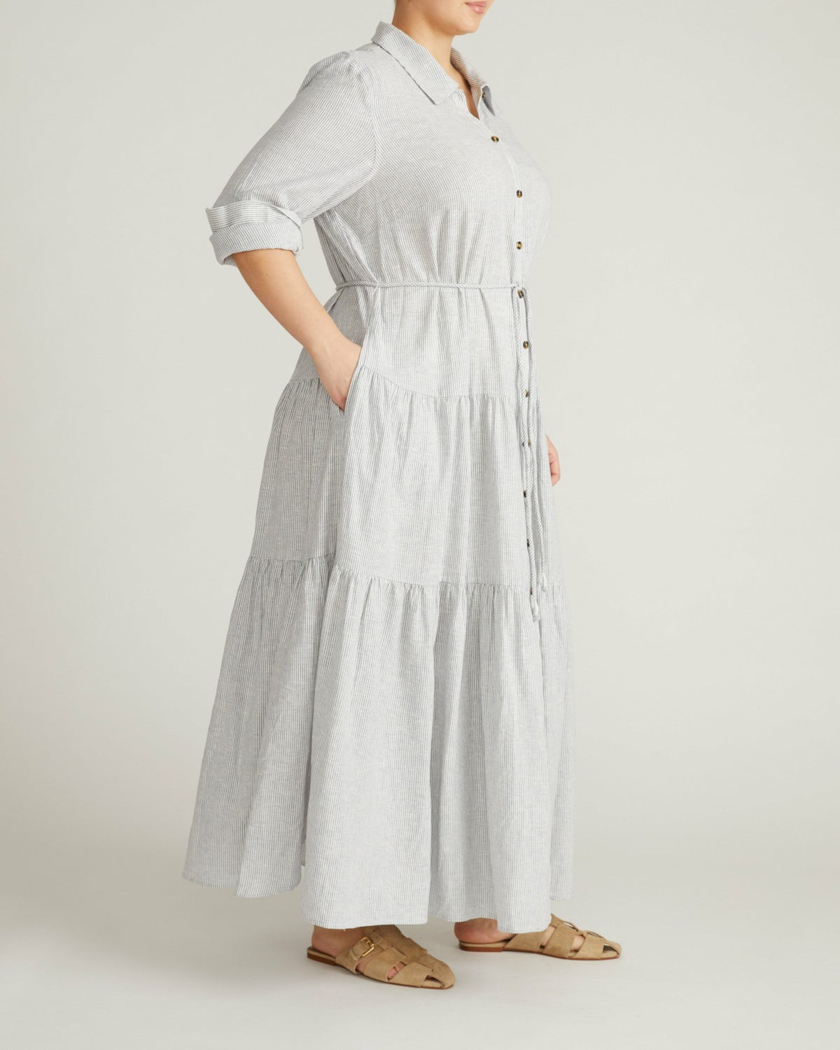 Alix Linen Blend Shirtdress - Beach Stripe | Universal Standard
