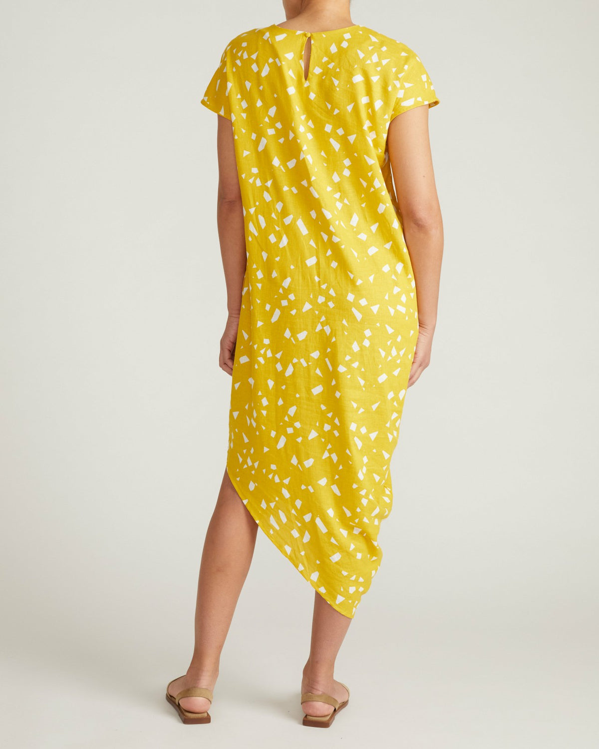 Iconic Stretch Linen Blend Geneva Dress - Yellow Confetti Print | Universal Standard