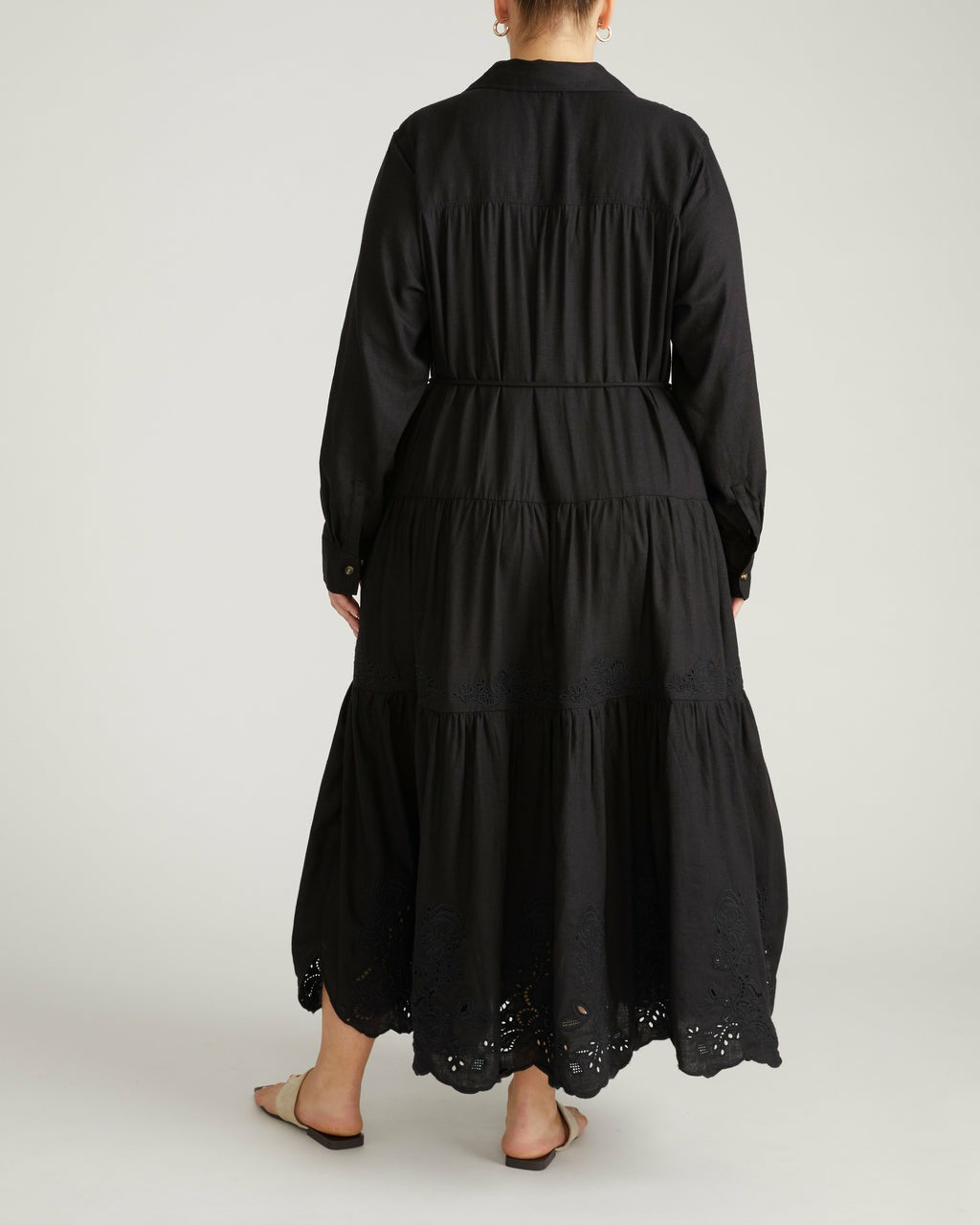 Alix Embroidered Linen Blend Shirtdress - Black | Universal Standard