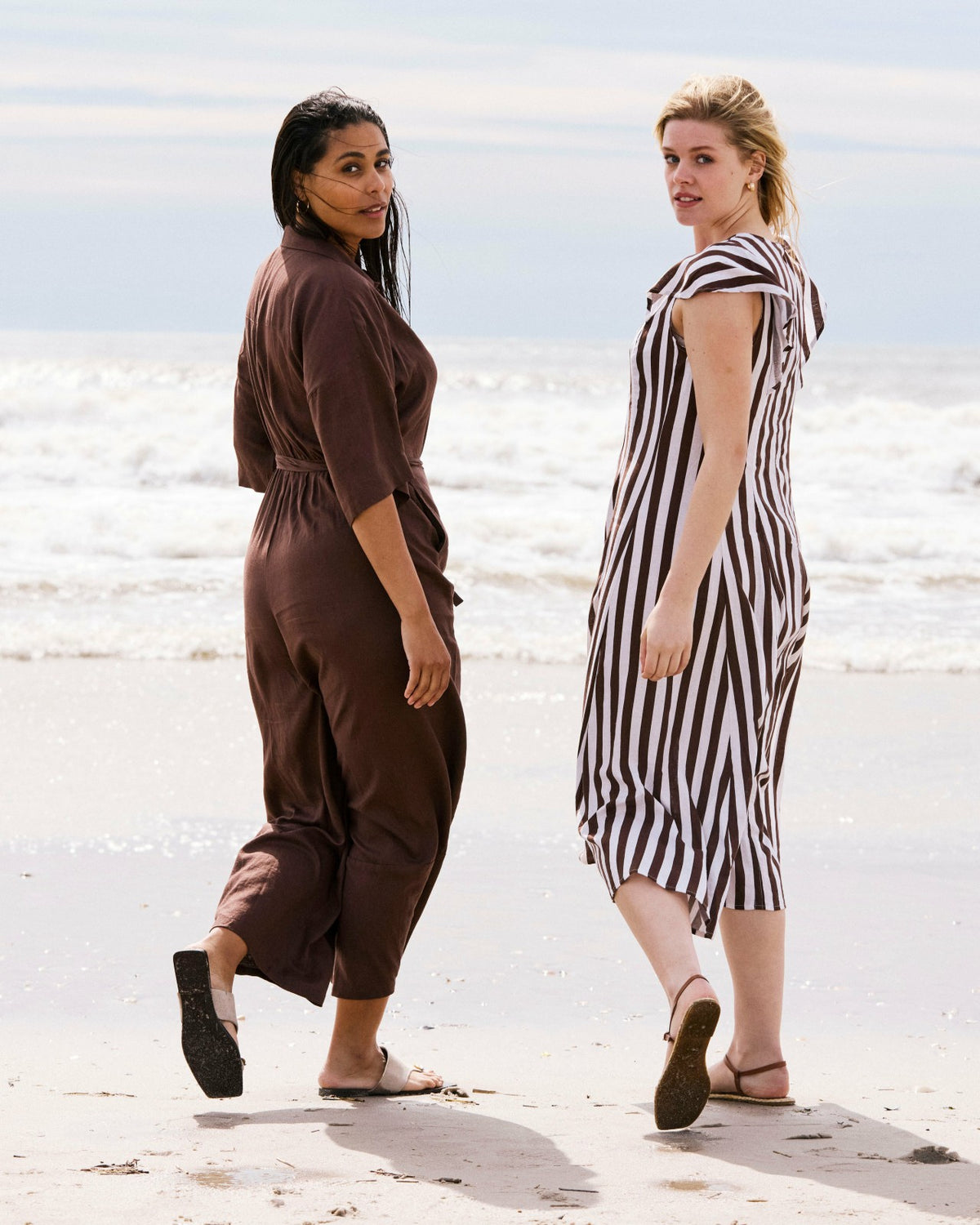 Victoria Linen Blend Dress - Peppercorn Stripe | Universal Standard