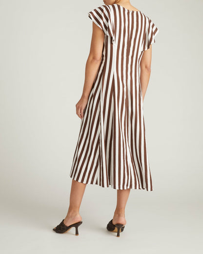 Victoria Linen Blend Dress - Peppercorn Stripe | Universal Standard